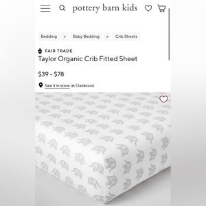 Pottery Barn Baby Crib Sheet - Gray Elephants